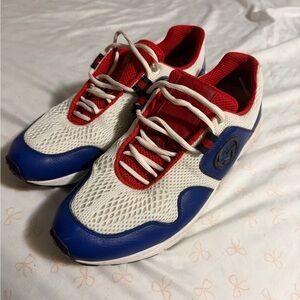 Gucci White Red & Blue Athletic Mesh Sneakers